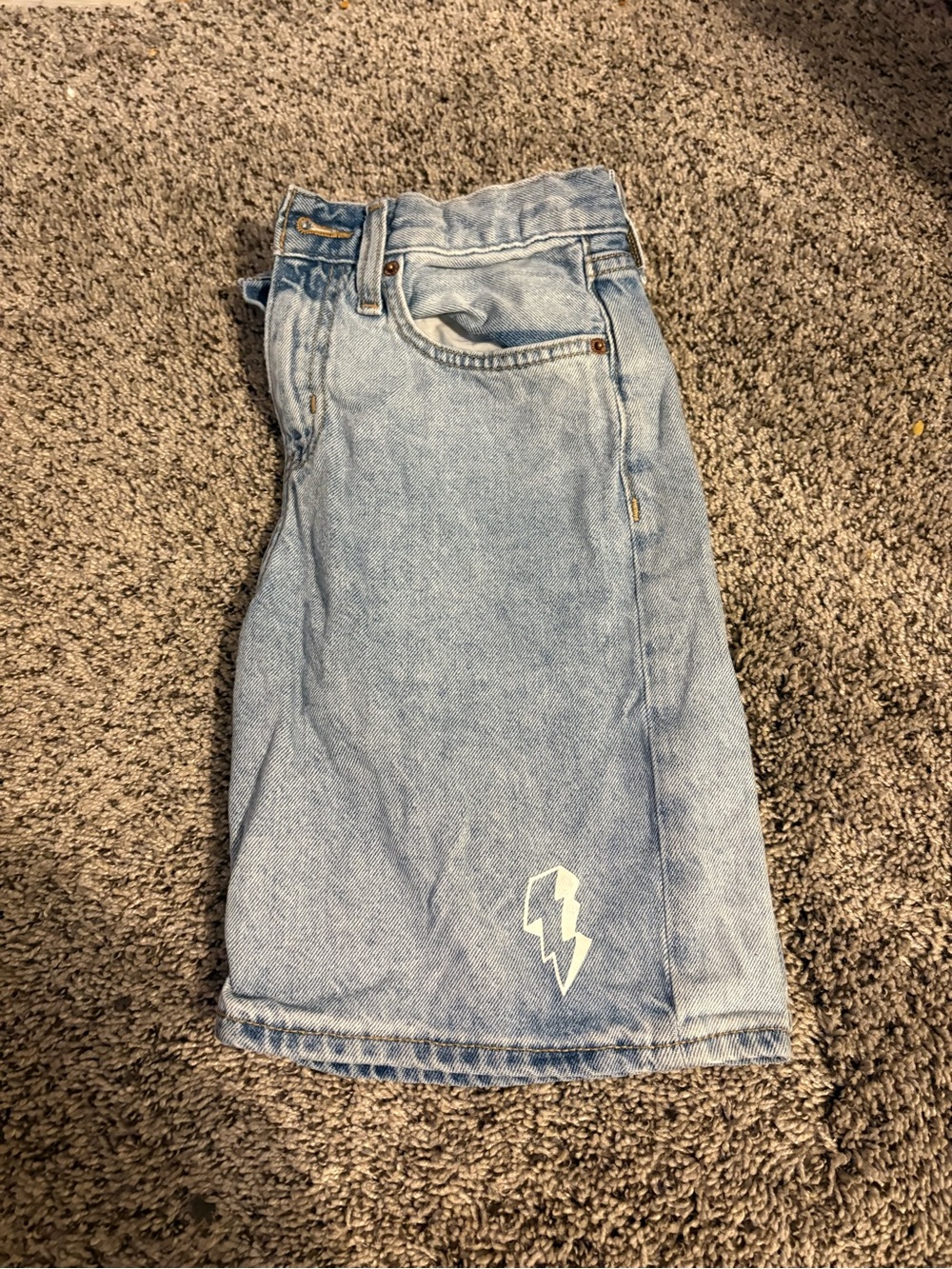 Old Navy Light Blue Denim Men’s Shorts with White Bolt